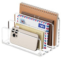 FUCDTEFC Desk Mail Organizer, 3 Section Clear Acrylic File Holder Letter Organizer, Vertical Lightweight Modern Envelope Holder Desk Accessories & Workspace Organizers for Office, Home, School - size: 3 Section Clear-L