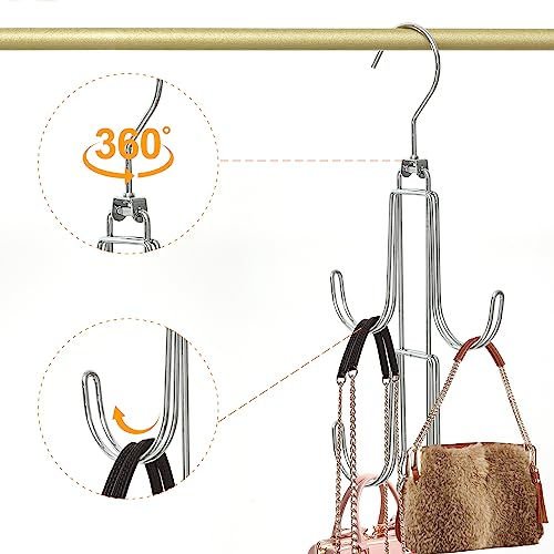 1 Pack Purse Organizer for Closet, 4-Tier Hanging Bag Holder, Silver Metal Closet Organization Purse Hanger Backpack Rack Space Saving Hanger - size: 1 Pack 4-Tier