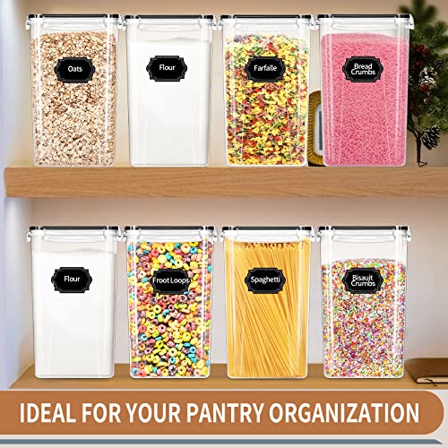 PRAKI Extra Large Tall Airtight Food Storage Containers 6.5L / 220oz, BPA Free, 4pcs Pantry Kitchen Organizers and Storage for Flour, Sugar, Plastic Flour Container with 20 Labels & Maker - size: 6.5 l