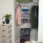 Household Essentials 311342 Hanging Closet Organizer | 3 Pocket Shelves | Natural Canvas - color: Natural