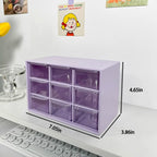 Desk Organizers Box with 9 Compartments – Plastic Desktop Drawer Storage Box, Storing Organizer for Hardware, Beads, Makeup, Office, and Craft Storagew(Purple)