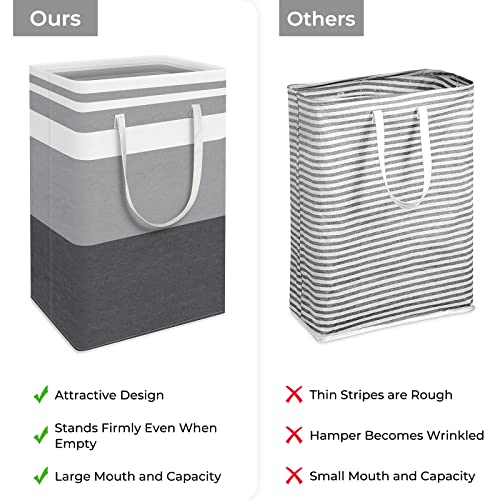 HomeHacks 2-Pack Large Laundry Basket, Waterproof, Freestanding Laundry Hamper, Collapsible Tall Clothes Hamper with Extended Handles for Clothes Toys in the Dorm and Family Gradient Grey, 88L - color: Grey, size: 88L
