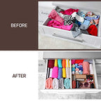 6-Pack Drawer Dividers - 2.6 Inches High, Adjustable 16 to 22 Inches Bamboo Drawer Organizer, Large Expandable Separator for Clothes, Dresser, Bedroom, Bathroom, Baby, Office, Kitchen Utensils, White - color: White