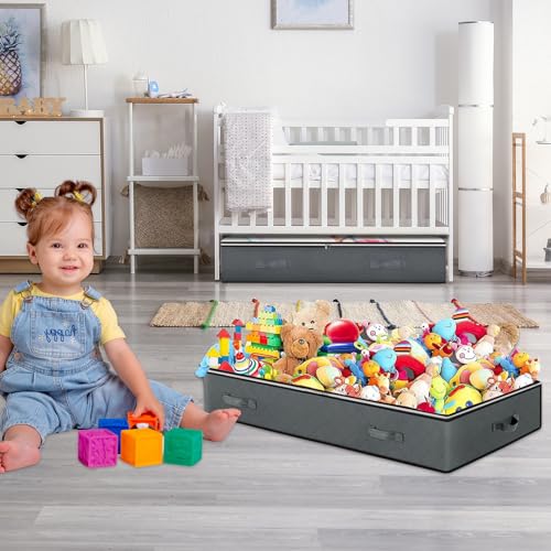 BiCINE 6 Pack Under Bed Storage Containers, 90L Collapsible Closet Organizers and Storage Bins, Underbed Storage Bags for Wrapping Paper, Blanket, Towels, Clothes, Comforter, Sweaters, Linen Sheets - color: Grey-6Pack