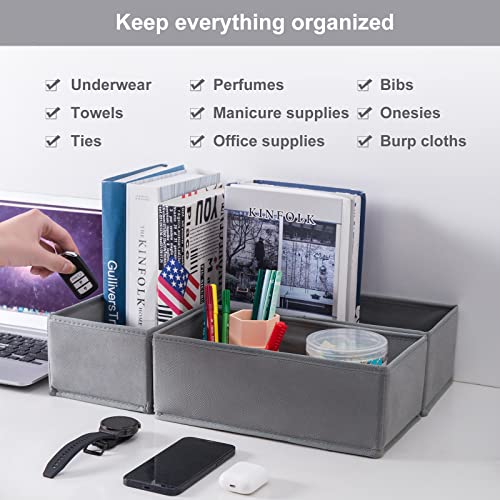 6 Packs Dresser Drawer Organizers for Clothing,Woven-Fabric Baby Clothes Organizer and storage in Bedroom-Closet & Drawer Organization-1 Large Cell - color: Gray, size: 1 cell
