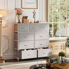 WLIVE 9-Drawer Dresser, Fabric Storage Tower for Bedroom, Hallway, Entryway, Closet, Tall Chest Organizer Unit with Fabric Bins, Steel Frame, Wood Top, Easy Pull Handle, Light Grey - color: Light Grey