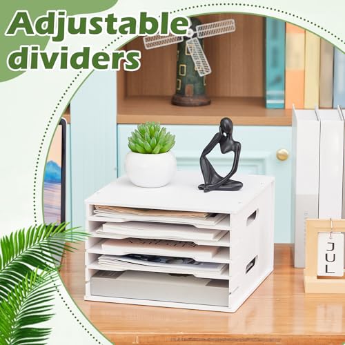 Juexica 6 Tier 8.5" x 11" Scrapbook Paper Organizer, White Cardstock File Organizer with Adjustable Shelves, Stackable Paper Trays, Desktop Storage Rack Document Holder for Desk Home Office - style: 6 Tier