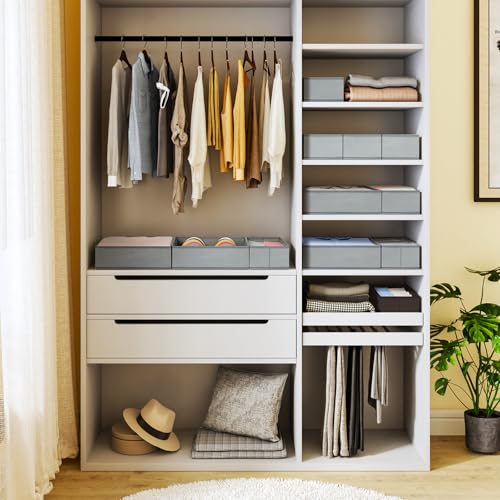 DIMJ Drawer Organizer 15 Pack - Foldable Baby Clothes Storage & Dresser Organizer for Nursery, Bedroom, Closet - Nursery Organization Dresser Dividers for underwear, Sock,Bra, Belt, Tie, Gray - color: Gray, size: 15 Pack