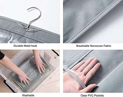 HAN SHENG 8 Pockets Clear Handbag & Purse Organizer Hanging Bag Storage - Space Saving Hanging Shelf for Closet, Wardrobe, Over Door (1 Pack, Grey) - color: Grey, size: 8 Pockets-1pc