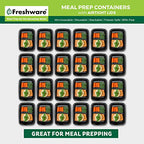 Freshware Meal Prep Containers [150 Pack] 1 Compartment with Lids, Food Storage Containers, Bento Box, BPA Free, Stackable, Microwave/Dishwasher/Freezer Safe (16 oz),Black - size: 16OZ-150PK