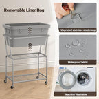 ELYKEN Rolling Laundry Hamper with Wheels, 32-Gallon (122L) Laundry Cart with Removable Bag, 2-Tier Clothes Basket Hamper with Shelf for Closet, Bedroom, Bathroom, Laundry Room, Gray - color: Gray, size: 27.4"L x 19.9"W x 30.9"H