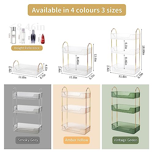 Akinbas 3 Tier Bathroom Organizer Countertop Makeup Perfume Tray Skincare Organizer for Bathroom Dresser Vanity (White) - color: Transparent, size: 3 Tier