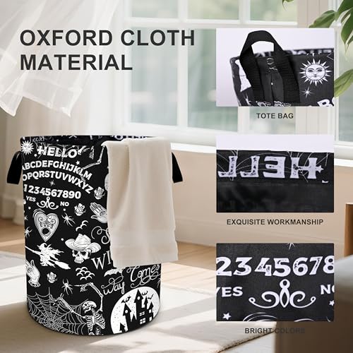 Halloween Black Laundry Basket Foldable Oxford Cloth Tote Bag Laundry Hamper Clothes Storage Bucket Organizer For Bathroom/Laundry Storage/Bedroom 19.6x15.7 Inch - color: Halloween Crow