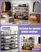 5 Tier Shoe Rack Large Capacity, 34.3" Wide Adjustable Shoe Organizer for 20-25 Pairs, Sturdy Non-Woven Shoe Rack Shelf Multi-Purpose Storage Unit for Closet, Hallway, Entryway,Garage,Black - size: 5-Tier(Black)-34.3"W