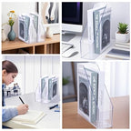 2 Pack Clear Magazine File Holder, PET Magazine Shelf Desk Book Organizer Vertical Binder Storage Case for Home School Office Table Organization Supplies