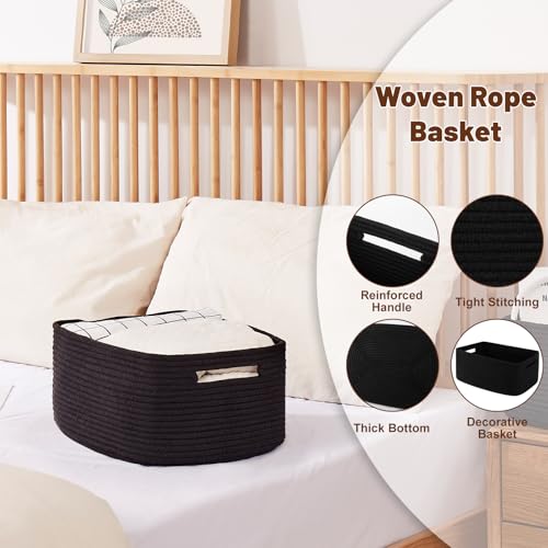 OIAHOMY Storage Basket for Shelves, Closet Cube Storage Bins Baskets for Clothes Blanket Towels, Baby Nursery, Toy Baskets Box, Woven Rope Basket, 15.75 * 11.81 * 7.09 IN, 2 Packs Black - color: Black, size: 15.75*11.81*7.09