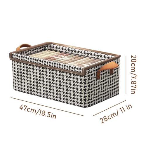 4PCS Foldable Storage Box with Lid - Extra Large Fabric Closet Organizer for Clothes, 18.5x11x7.9 Inch Canvas Bin, Collapsible Design for Bedroom, Shelf, Closet, Underbed (Black & White)