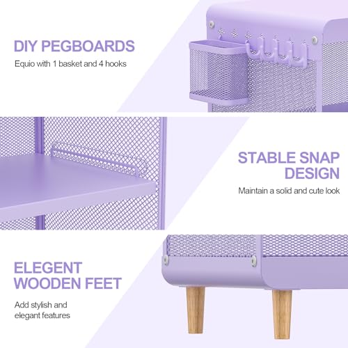 SYKIARIOL Kids Nightstand,Kids Bedside Table,Teen Girls Night Stand,Toddler Night Stand,End Table for Girls Room Storage,Purple Nightstand - color: Purple