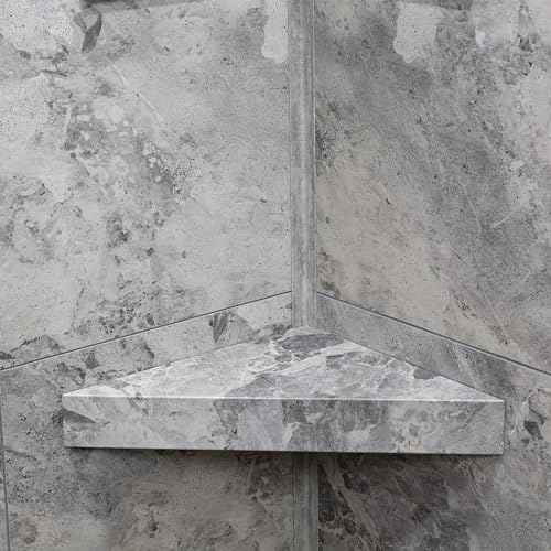 Palisade Vinyl Waterproof Corner Shower Shelf in Silver Lake - color: Silver Lake