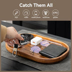 Acacia Oval Wooden Valet Tray for Men Women, Acacia Wood Serving Tray Key Dump Bedside Nightstand Dresser Organizer EDC Catch All Decorative Wooden Tray for Phone Wallet Keys Jewelry (12 x 7.9 Inch)