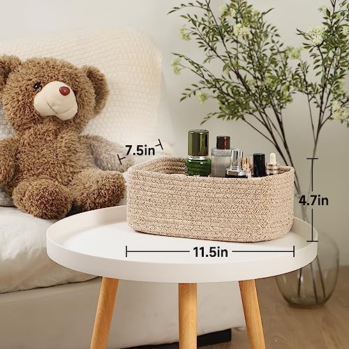 MiniArk Small Storage Baskets for Organizing | Closet Organizer Bins | Shelf Toy Basket | Woven Rope Baskets | Cube Decorative Box | Shallow Basket | L11.5xW7.5xH4.7| Brown - color: Brown, size: 3pcs-L11.5xW7.5xH4.7"