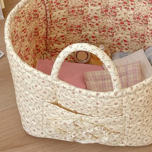 Floral Fabric Storage Basket Car Interior Storage Basket Underwear Sundries Laundry Baskets Supplies Home Organizer Bag (style 4) - color: style 4