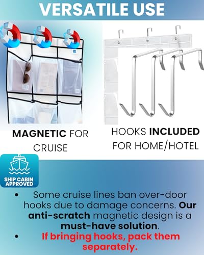 Nordmoose Cruise Ship Magnetic Door Organizer, Over The Door Organizer For Cruise Ships, Magnetic Shoe Rack - 3 Strong Anti-Scratch Magnets - Large Durable Pockets To Store Cruise Essentials 2026