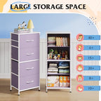 WLIVE Dresser with 4 Drawers, Storage Tower, Organizer Unit, Fabric Dresser for Bedroom, Hallway, Entryway, Closets, Sturdy Steel Frame, Wood Top, Easy Pull Handle, Purple - color: Purple