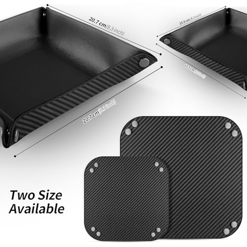 Valet Tray Organizer with Carbon Fiber Style Texture, Foldable Catchall Tray for Keys, Wallet & Everyday Essentials(Black-Small) - color: Black