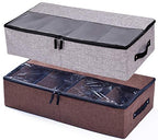 AARAINBOW 2 Packs Foldable Under Bed Shoes Organizer with Lids, Underbed Clothes Storage Container with Divider, UnderBed Storage Bins Box with Clear Window (Gray+Coffee) - color: Gray+Coffee