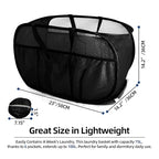 2 Pack Collapsible Laundry Baskets, Upgrade Pop Up Laundry Hamper with Convenient Bags, Foldable Laundry Basket Mesh Light Weight, Easy to Carry Clothes Hampers for Laundry, Dorm, Toys, Travel Black - color: 2xBlack