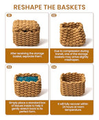 Small Macrame Woven Storage Baskets 2 Pack – Boho Cotton Rope Bins for Bathroom, Bedroom, Desk & Vanity Organizer – Khaki & Khaki, 7x5.5x5 Inches - color: Khaki & Khaki