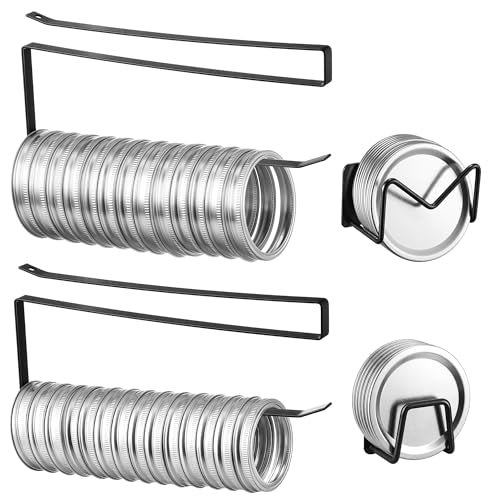 Dreyoo 4 Pack Mason Jar Lid Organizer, Canning Jar Lids Holder (2) & Canning Rings Holder (2), Suitable for Regular and Wide Mouth Space Saving Tumbler Organizer for Easy Cleaning and Drainage(Black) - color: Black