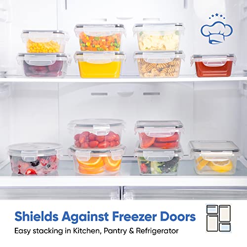 Chef's Path 32 Piece Airtight Food Storage Containers with Easy Snap Lids, 16 Containers and Lids, Stackable Kitchen and Pantry Canisters for Meal Prep and Food Storage - Transparent - color: Pack of 16