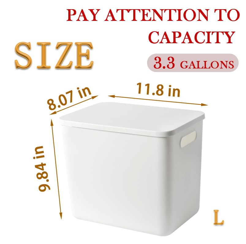 5 pack large plastic White storage bins with Lids, Toy Box Chest with Handle，Organizer Containers Baskets for Baby,Nursery，Shelves，Playroom, Bedroom，Office,Closet，home (White, 5L) - color: White, size: Set of 5 Large