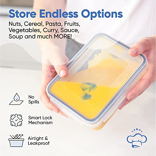 Chef's Path 32 Piece Airtight Food Storage Containers with Easy Snap Lids, 16 Containers and Lids, Stackable Kitchen and Pantry Canisters for Meal Prep and Food Storage - Transparent - color: Pack of 16