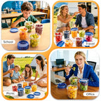 HOMETALL Freezer Storage Containers, [6 Pack- 33/24/17 OZ] Airtight Plastic Food Storage Containers with Twist Top Lids, Soup, Meal Prep Containers | BPA Free | Stackable | Leakproof | Microwave Safe