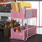 Simple Houseware 2 Tier Sliding Cabinet Basket Organizer Drawer, Pink - color: Pink, size: 1-Pack