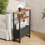 Narrow Side Table, Slim End Table with Magazine Rack, Bedside Table for Small Spaces, 3 Tier Sofa Couch Table Nightstand for Living Room, Bedroom Rustic Brown LET503R - color: Rustic Brown