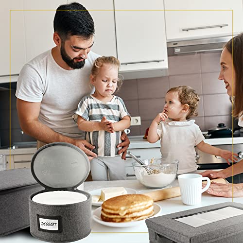 Homelux Theory 2pc Dessert Storage with Lid, Hard Shell China Storage Containers, Heavy Duty Dinnerware Storage Box with 24 Felt Pads and Thick Surface for Dishes and Dinner Plate, Move Out Essentials - color: Dark Gray, size: 7. Dessert Plate Storage (2p