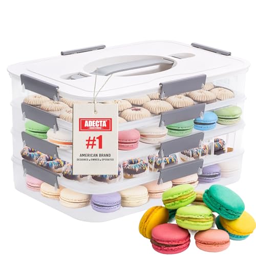 Cookie Storage Containers with Lids, 4-Layer Stackable Cookie Storage Containers | Bpa-Free Plastic, Microwave & Freezer Safe | Baked Goods, Snacks, Baked Goods for Portable Cookie Containers