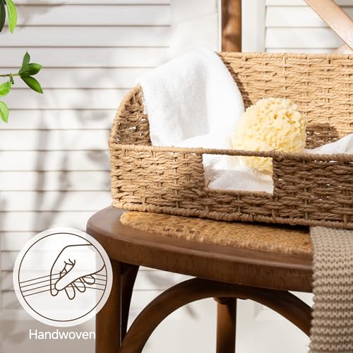 StorageWorks Pantry Baskets for Organizing, Paper Rope Storage Baskets for Shelves with Built-in Handles, Pantry Organizers and Storage, Natural, Set of 2 (Large and Medium) - color: Light Brown(Paper Rope), size: 15¾"L x 11"W x 7½"H + 14¼"L x 9¾"W x 6¾"H
