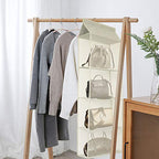 Closet Handbag Purse Holder, Space Saving Hanging Handbag Tote Bag Storage Organizer Holder with 4 Large Heavy-Duty Mesh Shelves for Wardrobe Closet(Beige) - color: Beige