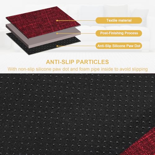 Sofa Armrest Organizer Non-Slip Remote Control Holders for Recliner Couch Chair Armchair Caddy with 5 Pockets for Table,Cell Phone,Ipad,Magazines,Books (Winered, 13 x 35 Inch) - color: Winered, size: 13 x 35 Inch