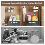 VUSIGN Under Kitchen Sink Organizer, 2 Tier Metal Slide out Sink Shelf Pull out Cabinet Organizer Drawers for Bathroom Kitchen Laundry, 2 Pack, Black - color: Black-2PCS