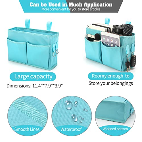 Bseash Bunk Bed Organizer, Bedside Caddy Hanging Bed Organizer Storage Bag with 4 Pockets and 2 Hooks, for College Dorm Rooms Bed, Hospital Bed, Baby Bed Rails, 600D Oxford Cloth (Light Blue) - color: Light Blue, size: Small