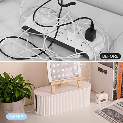FABROK Cable Management Box with 10 Cable Ties, Organizer Box for Power Strips, Surge Protectors, Chargers, Adapters, TV Computer Wires Cable Hider Box for Home/Office (Small/White) - color: White, size: Small (1 Pack)