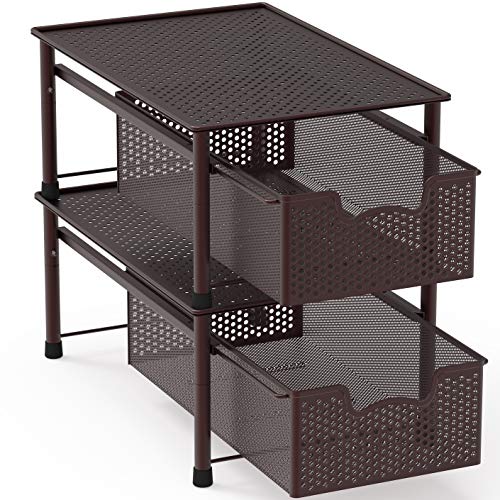 Simple Houseware Stackable Cabinet Basket Drawer Organizer, Bronze - color: Bronze, size: 1-Tier