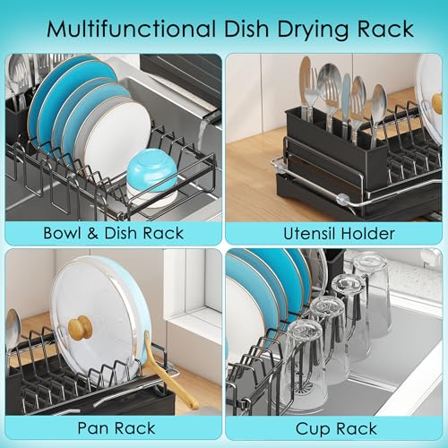 ANTOPY Dish Drying Rack in Sink, Expandable Rustproof Dish Rack for Kitchen Counter, Over The Sink Dish Drainer with Utensil Holder, Cup Rack, Drainboard, Space Saving Dish Dryer Rack for Inside Sink - style: In Sink (Medium)