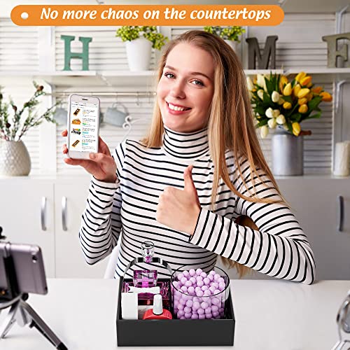 Black Bamboo Drawer Organizer - Silverware&Utensil Holder Organizer for Kitchen Drawers, Multi-Use Drawer Dividers Boxes for Bathroom Counter，Cabinet, Garage, Office Desk, Makeup, Jewelry (9"6"2.5") - color: Black, size: 9*6*2.5 inch